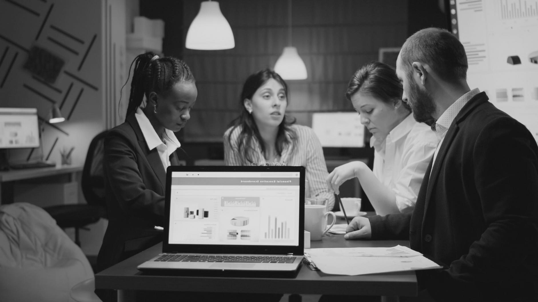 Financial analysis workspace with spreadsheets and forecasting tools