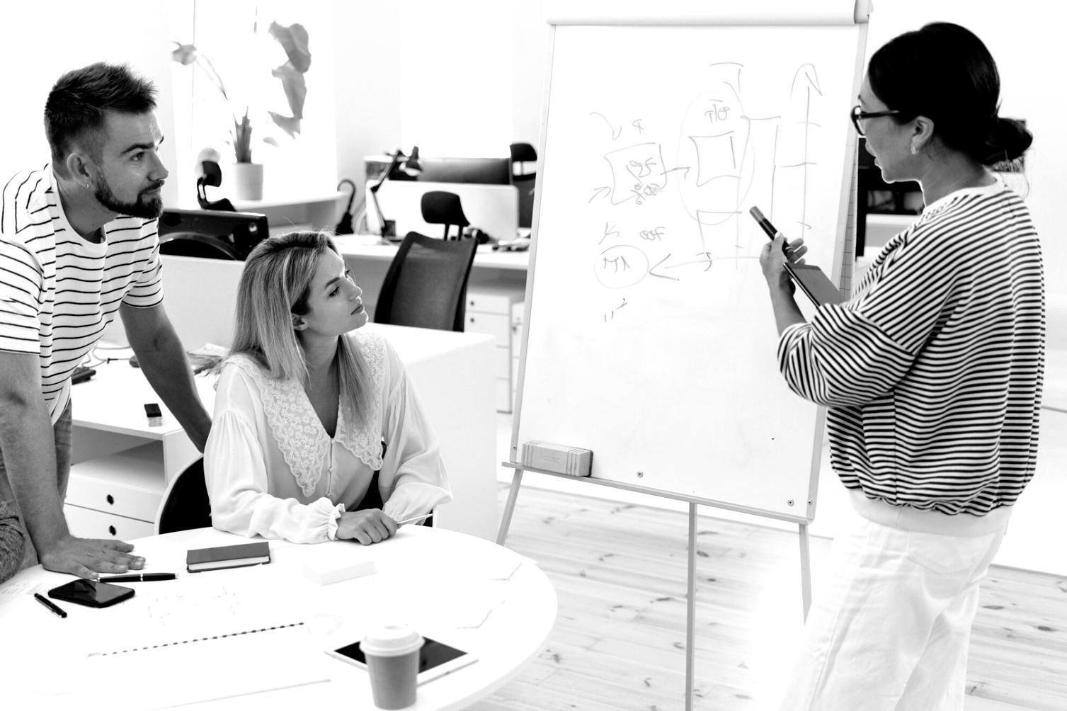Professional financial planning meeting with budget forecasting presentations