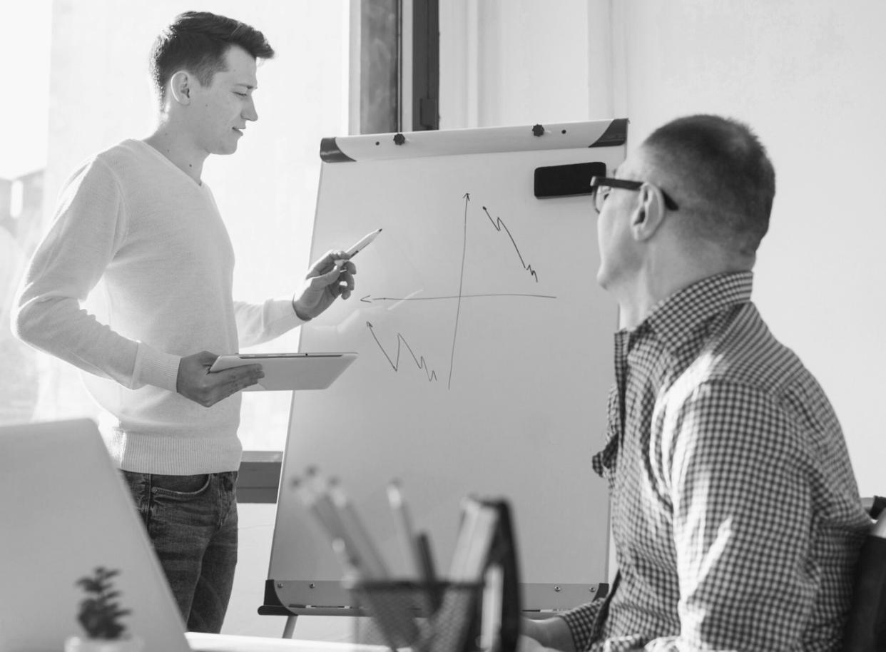 Financial planning workspace with documents and analysis tools